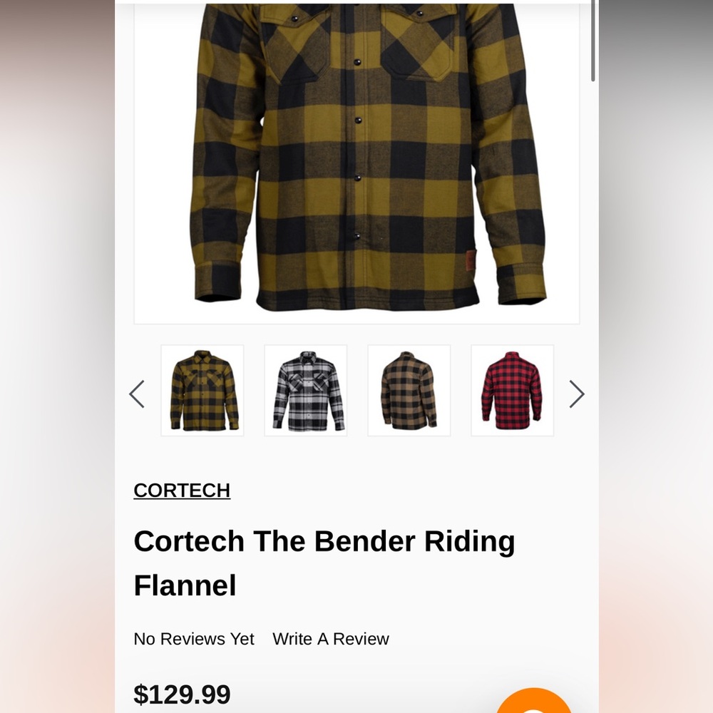 Men’s Cortech riding flannel hoodie. Olive color.